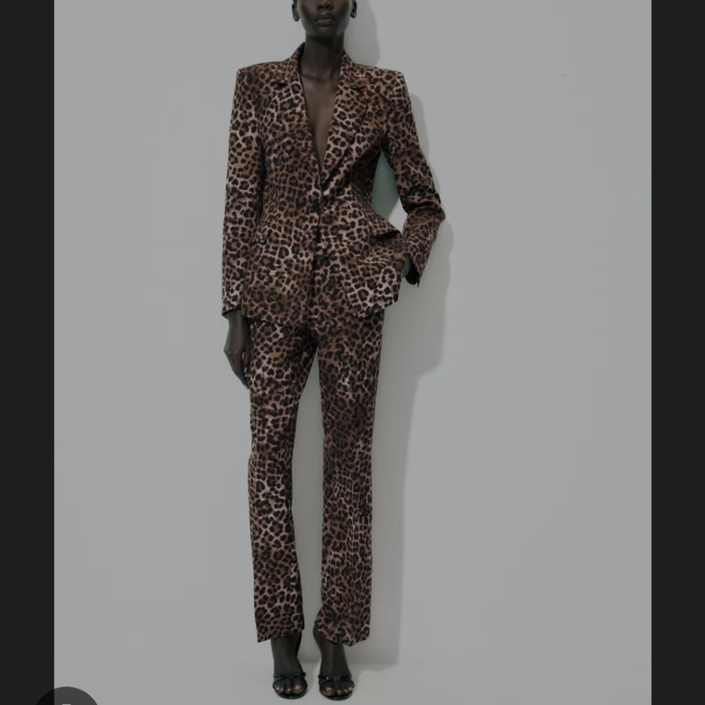 Zara Animal Print Blazer - Brown